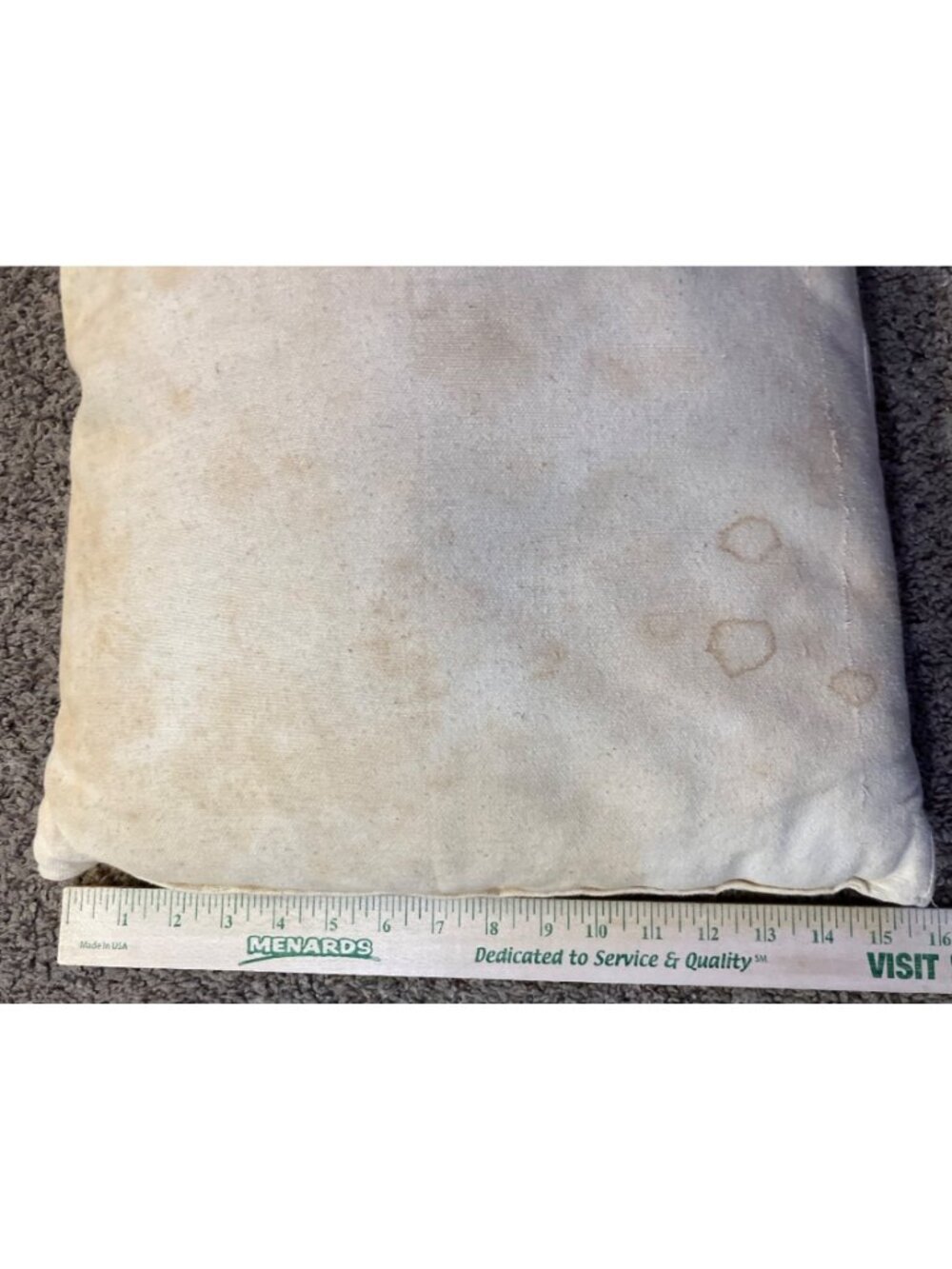 Vintage Feather Bed Pillow Beige Rustic Decor Stained Used Farmhouse  Handmade - Picture 9 of 16